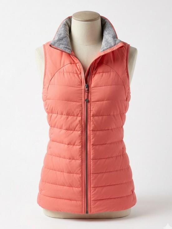 Tangerine Jackets & Blazers - TANGERINE Orange Coral Quilted Puffer Vest SIZE SMALL Reflective Technical Warm